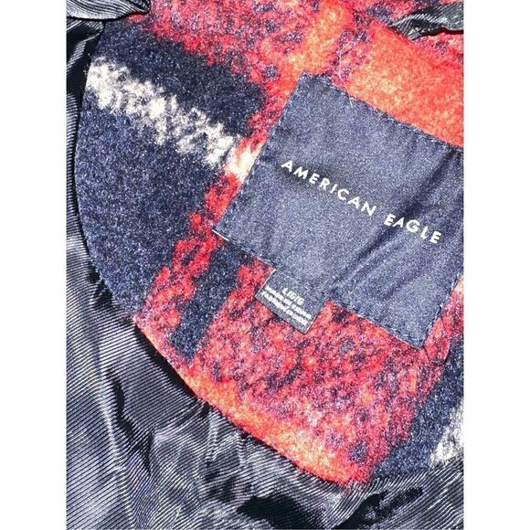 American Eagle Wool Plaid Faux Fur Coat - Picture 6 of 6